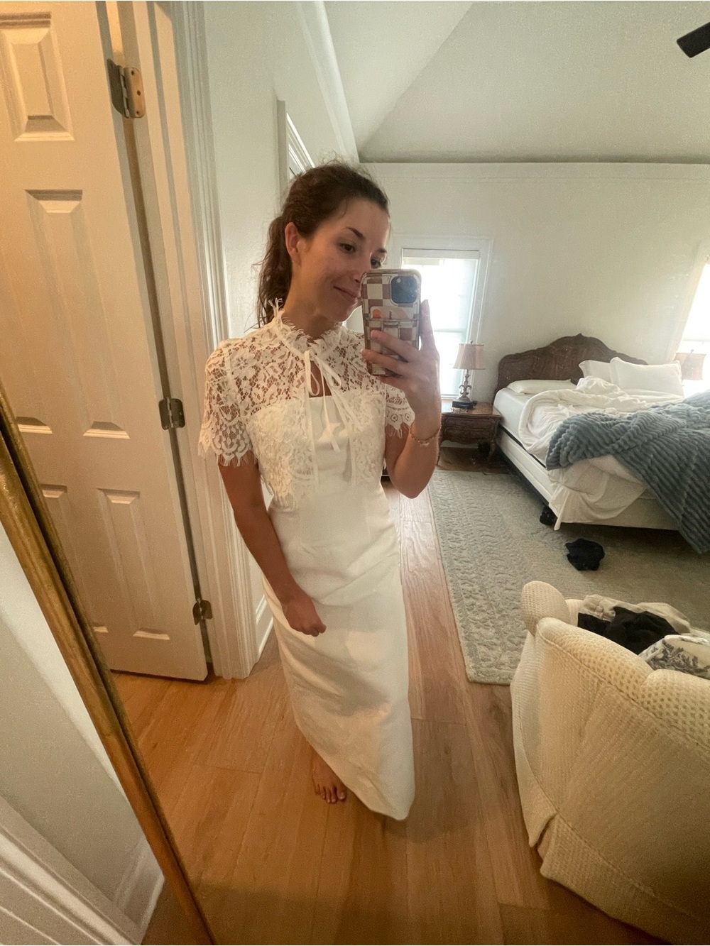 Ivory Lace Capelet Shower Dress - Women